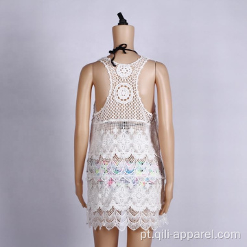 Algodão Crochet Beach Cover Up White Wear Swimwear